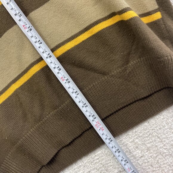 Y2K Volcom Mens M Brown / Yellow Long Sleeve Stripe Thermal Shirt Sweater Knit - Picture 8 of 14
